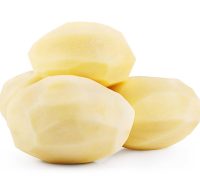Raw peeled potatoes isolated on white background. Clipping Path